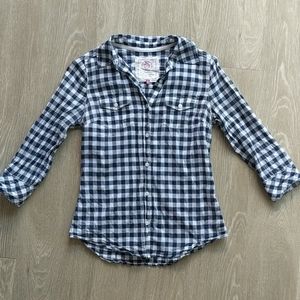 Navy Blue Checkered Button-Up - S